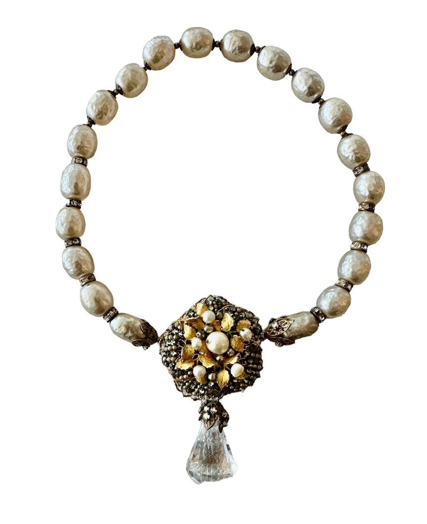 One-Of-A-Kind Vintage Couture Haskell Baroque Pearl Drop Necklace