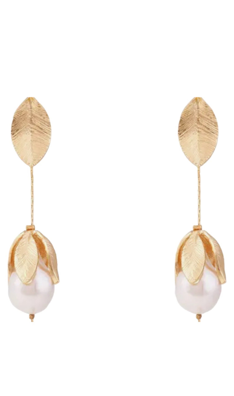 Golden Pearl Chandelier Earrings