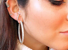 Load image into Gallery viewer, Pave’ Diamontage Hoop Earrings