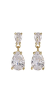 Load image into Gallery viewer, Golden Teardrop Trio 17.6 Carat Diamontage™ Earrings