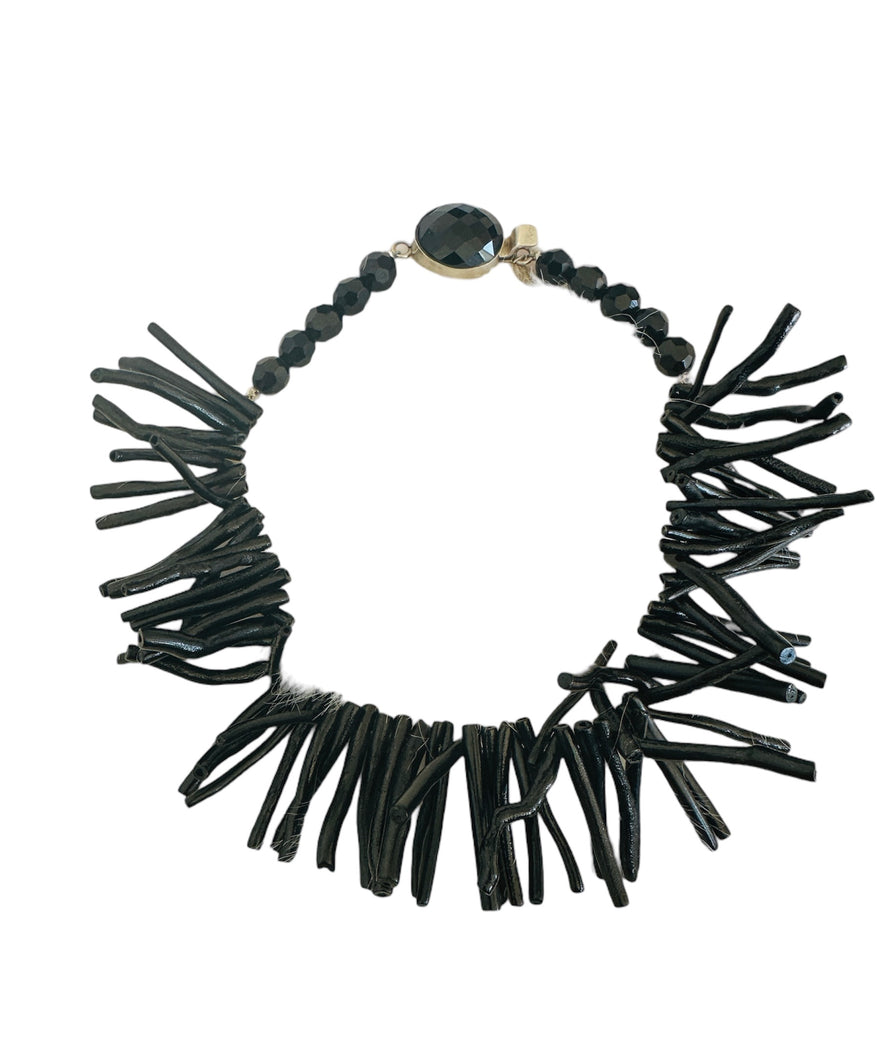 Jet Black Coral Necklace