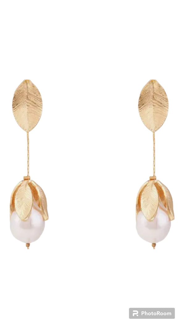 Golden Pearl Chandelier Earrings
