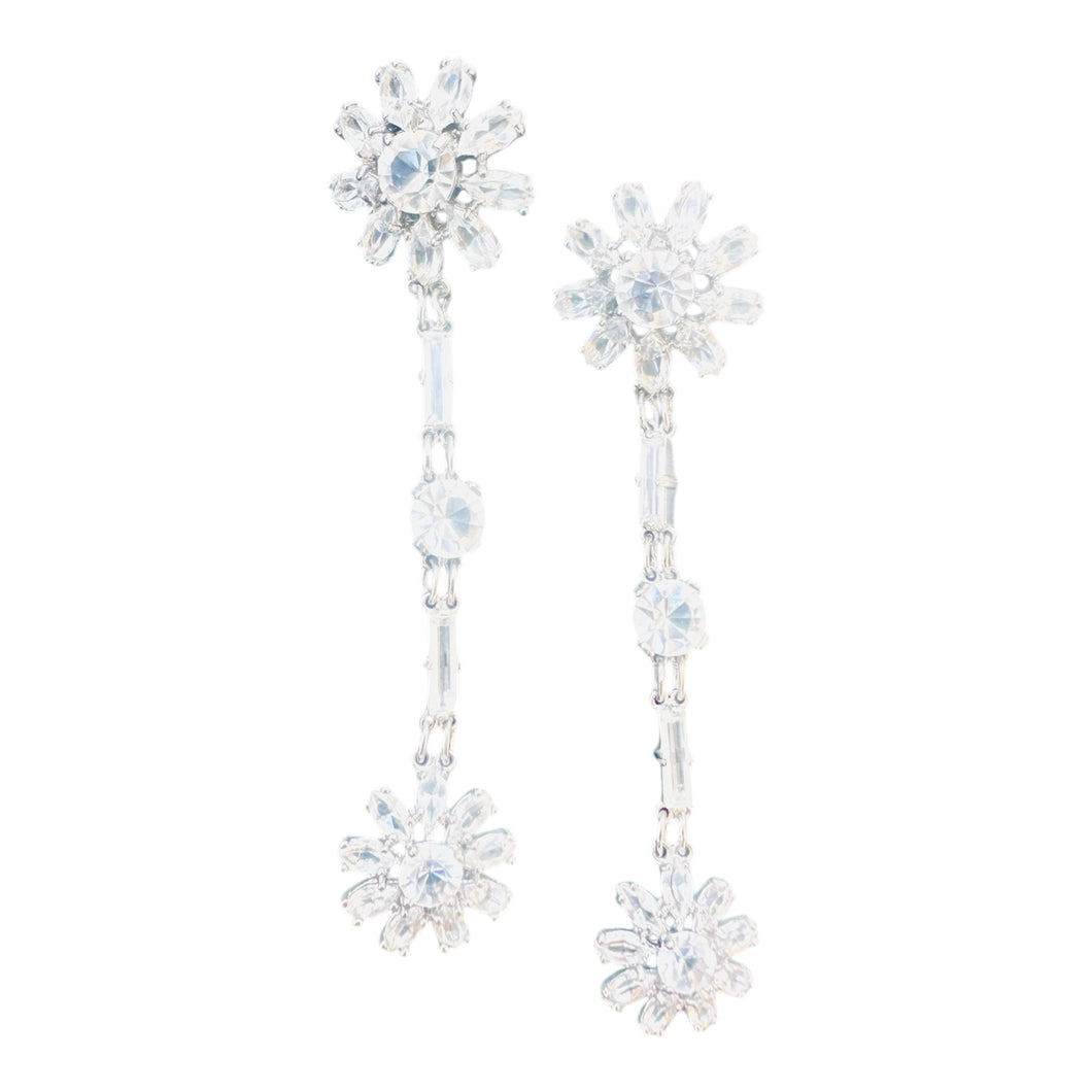Floral Baguette Drop Earrings