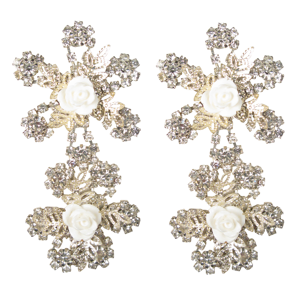 'It's My Dream' White Rose Earrings