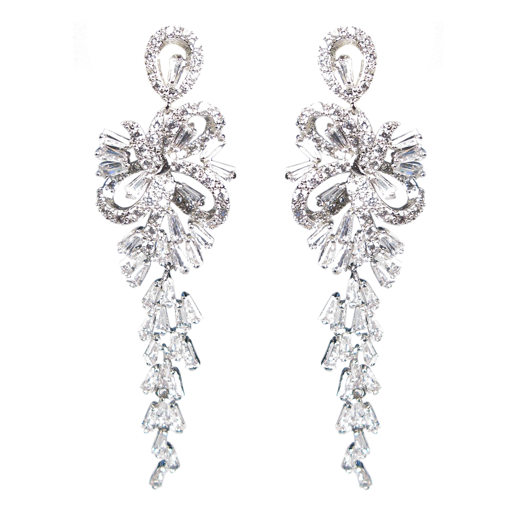 Bow Baguette Waterfall Diamontage™ 9.85 Carat Earrings