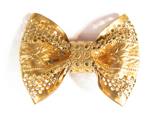 Golden Bow Tie Boutonniére / Lapel Pin