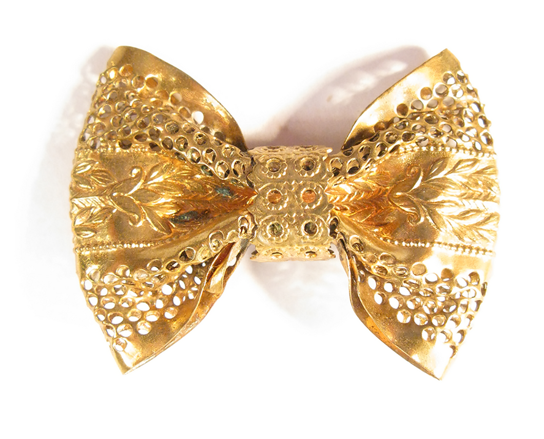 Golden Bow Tie Boutonniére / Lapel Pin