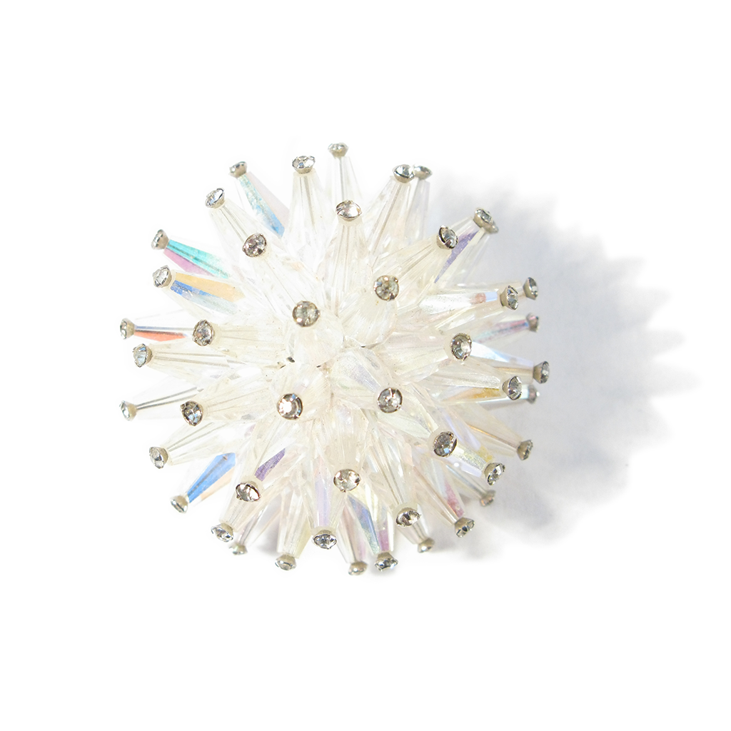 White Ice Sea Anemone Boutonniére / Lapel Pin