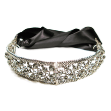 Load image into Gallery viewer, One-Of-A-Kind Noir Black Diamond Lattice Heirloom Headpiece
