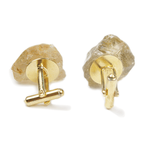 One-Of-A-Kind Raw-Cut Citrine Cufflinks