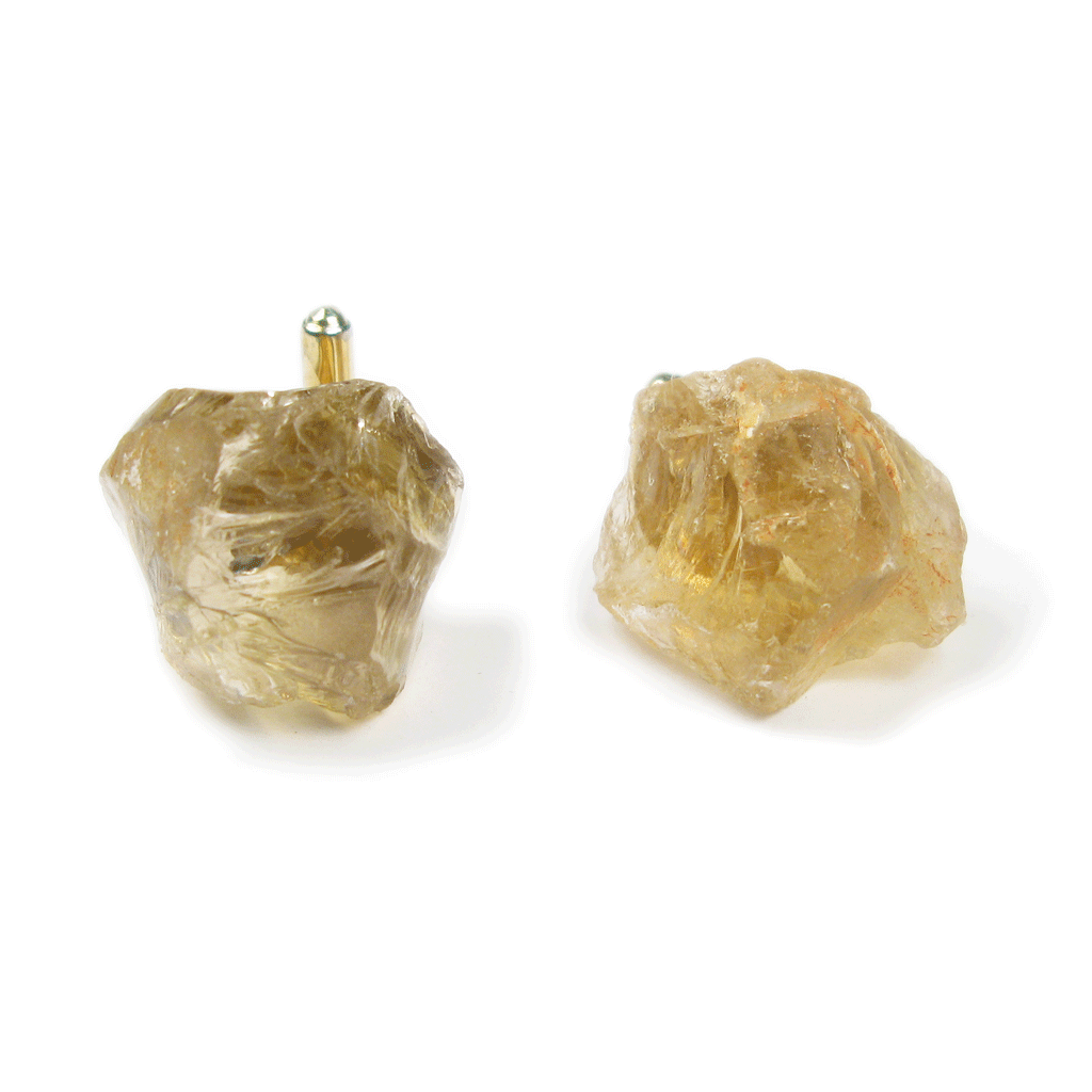 One-Of-A-Kind Raw-Cut Citrine Cufflinks
