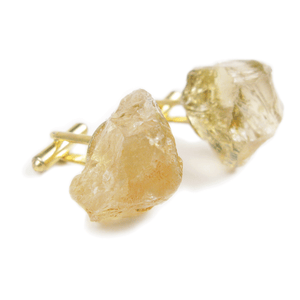 One-Of-A-Kind Raw-Cut Citrine Cufflinks