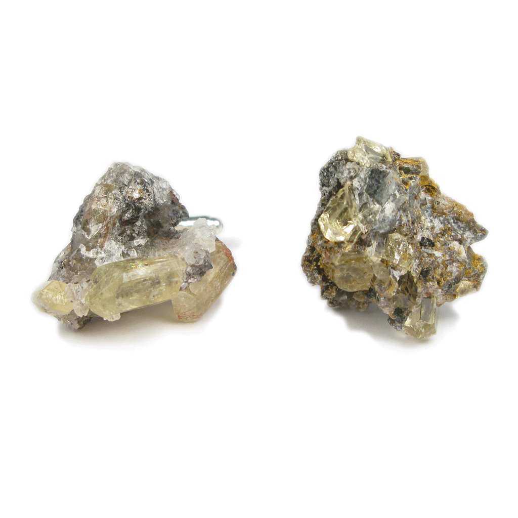 One-Of-A-Kind Canary Yellow Apatite Geode Cufflinks