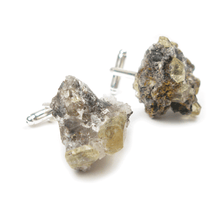 Load image into Gallery viewer, One-Of-A-Kind Canary Yellow Apatite Geode Cufflinks