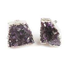 Load image into Gallery viewer, One-Of-A-Kind Brazilian Amethyst Geode Cufflinks