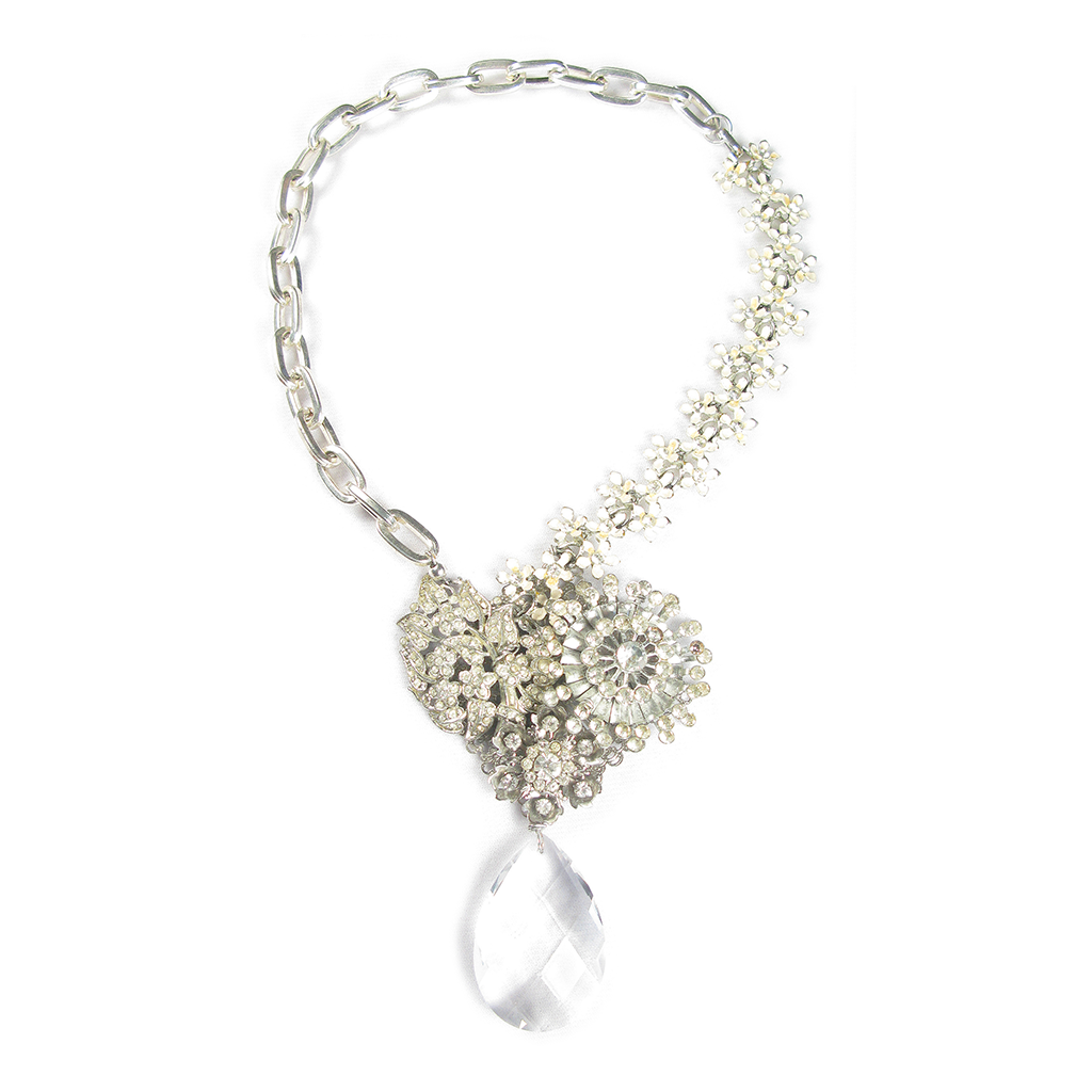 One-Of-A-Kind Estate Bouquet Cluster Trio Drop Necklace