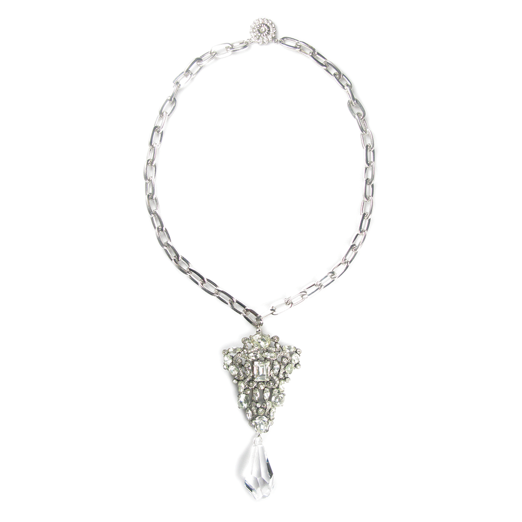 One-Of-A-Kind Estate Clear Triad Drop Necklace