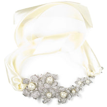 Load image into Gallery viewer, One-Of-A-Kind Pearl Orchid Cascade Heirloom Headpiece &amp; Necklace