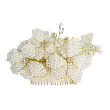 Load image into Gallery viewer, Golden Pearl Magnolia Head Comb
