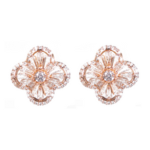 Load image into Gallery viewer, Rose Gold Baguette Four-Petal Flower Diamontage™ 8.2 Carat Earrings