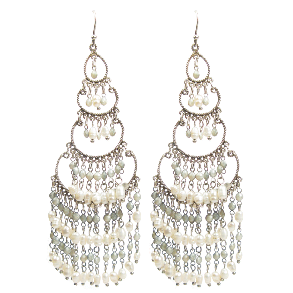 Hand-made Baroque Pearl Chandelier Earrings