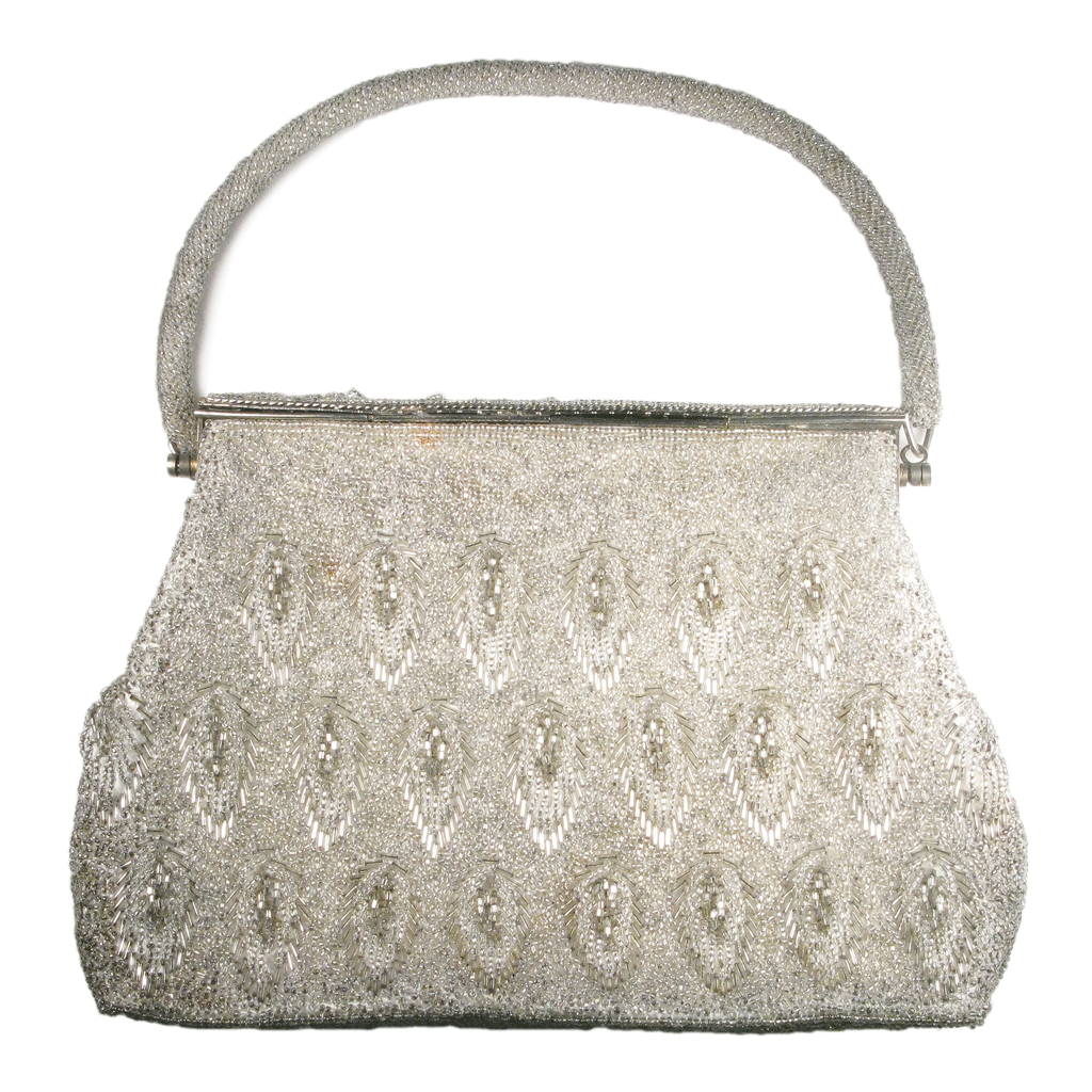 Silver online beaded clutch