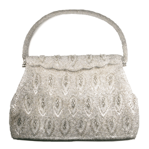 Vintage Modern Silver Beaded Clutch