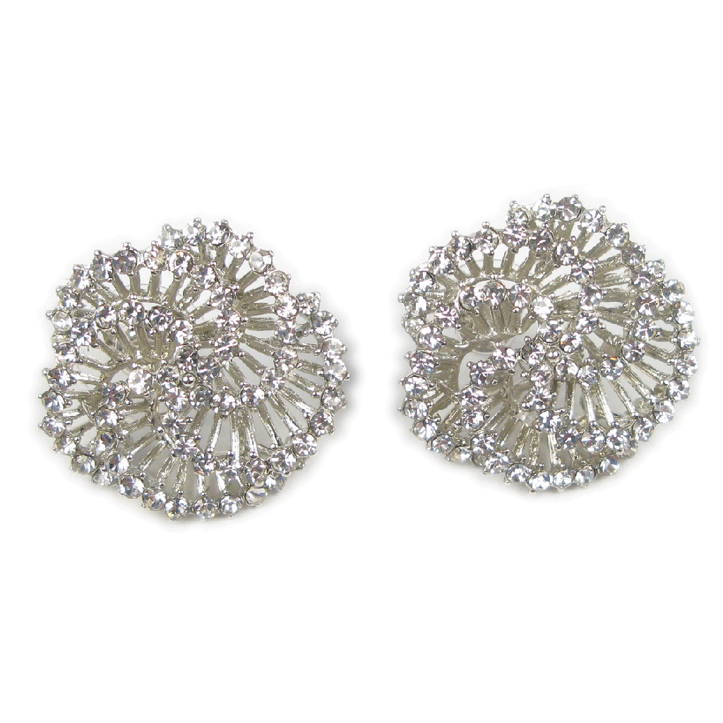 Silver Crystal Pinwheel Earrings