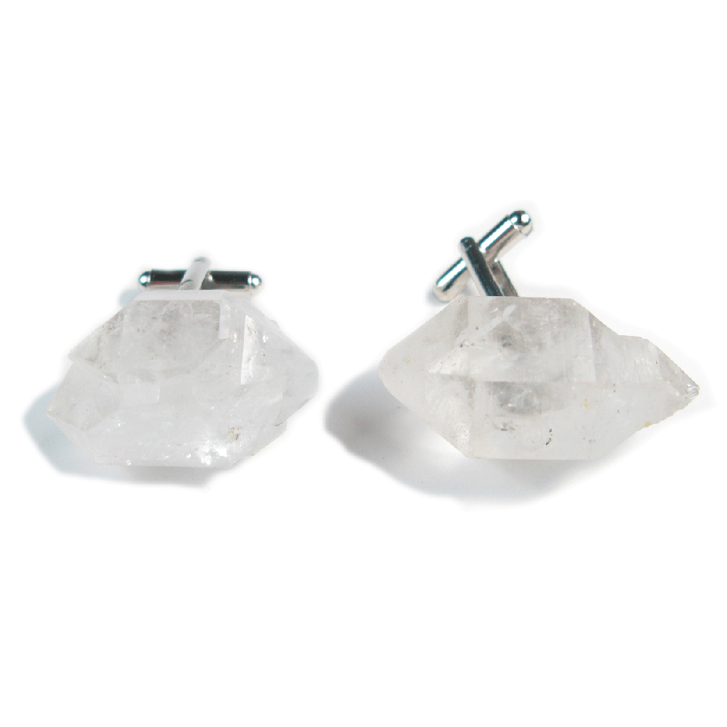 One-Of-A-Kind Raw Cut Tibetan Crystal Quartz Cufflinks