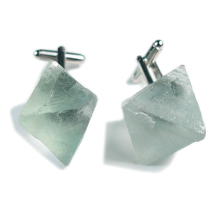 One-Of-A-Kind Raw-Cut Pyracube Fluorite Cufflinks