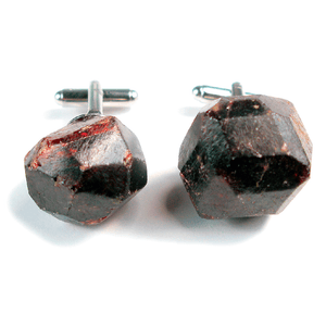 One-Of-A-Kind Raw-Cut Garnet Cufflinks