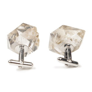 One-Of-A-Kind Raw-Cut Herkimer Diamond Cufflinks