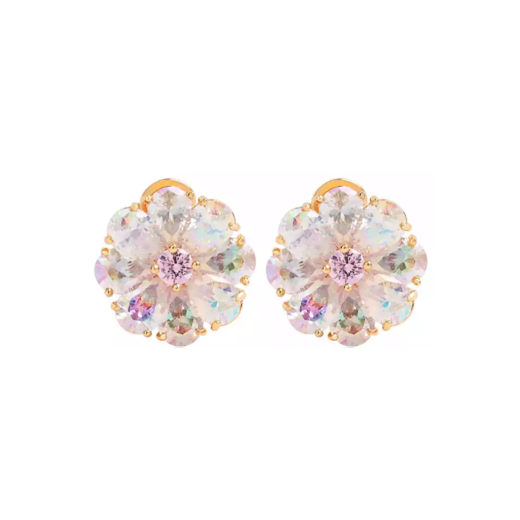 Rose Gold Buttercup Clip Flower  Solo Diamontage™ 9.16 Carat Earrings