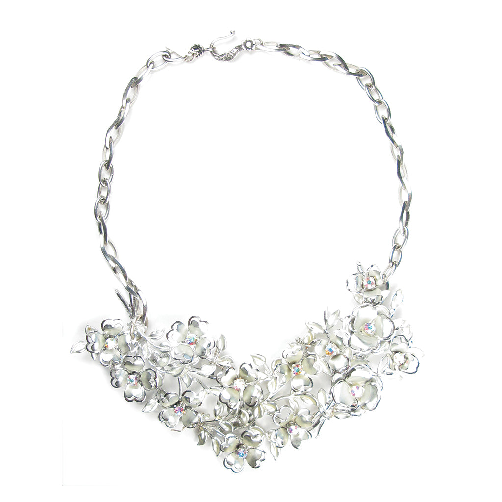 One-Of-A-Kind Silver Floral Garden Heirloom Necklace