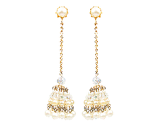Load image into Gallery viewer, Luminous Pearl Shade Vintage Couture Chain Earrings-Clip