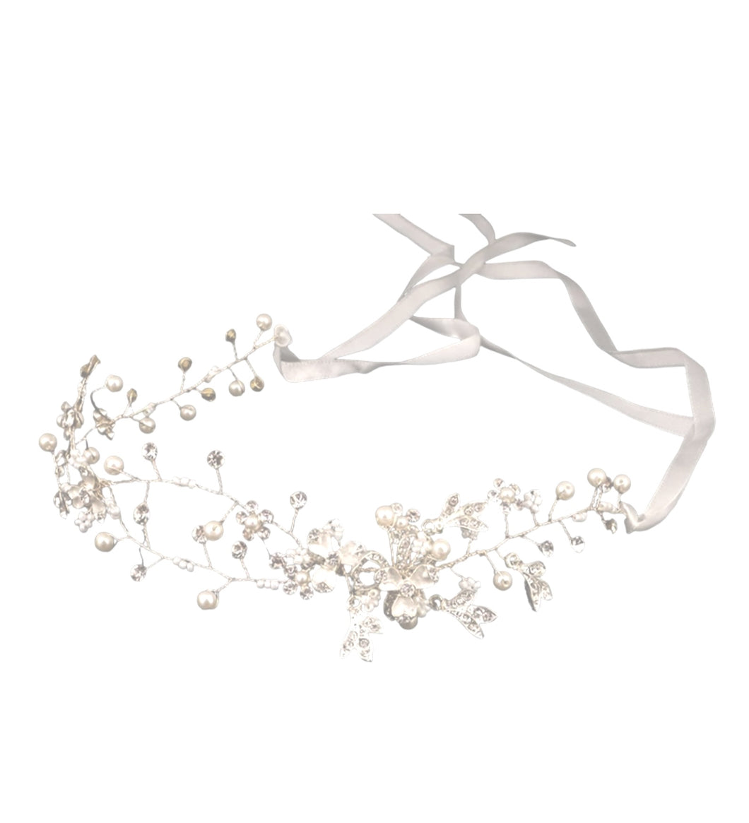Pearl Silver Bouquet Headpiece Tiara