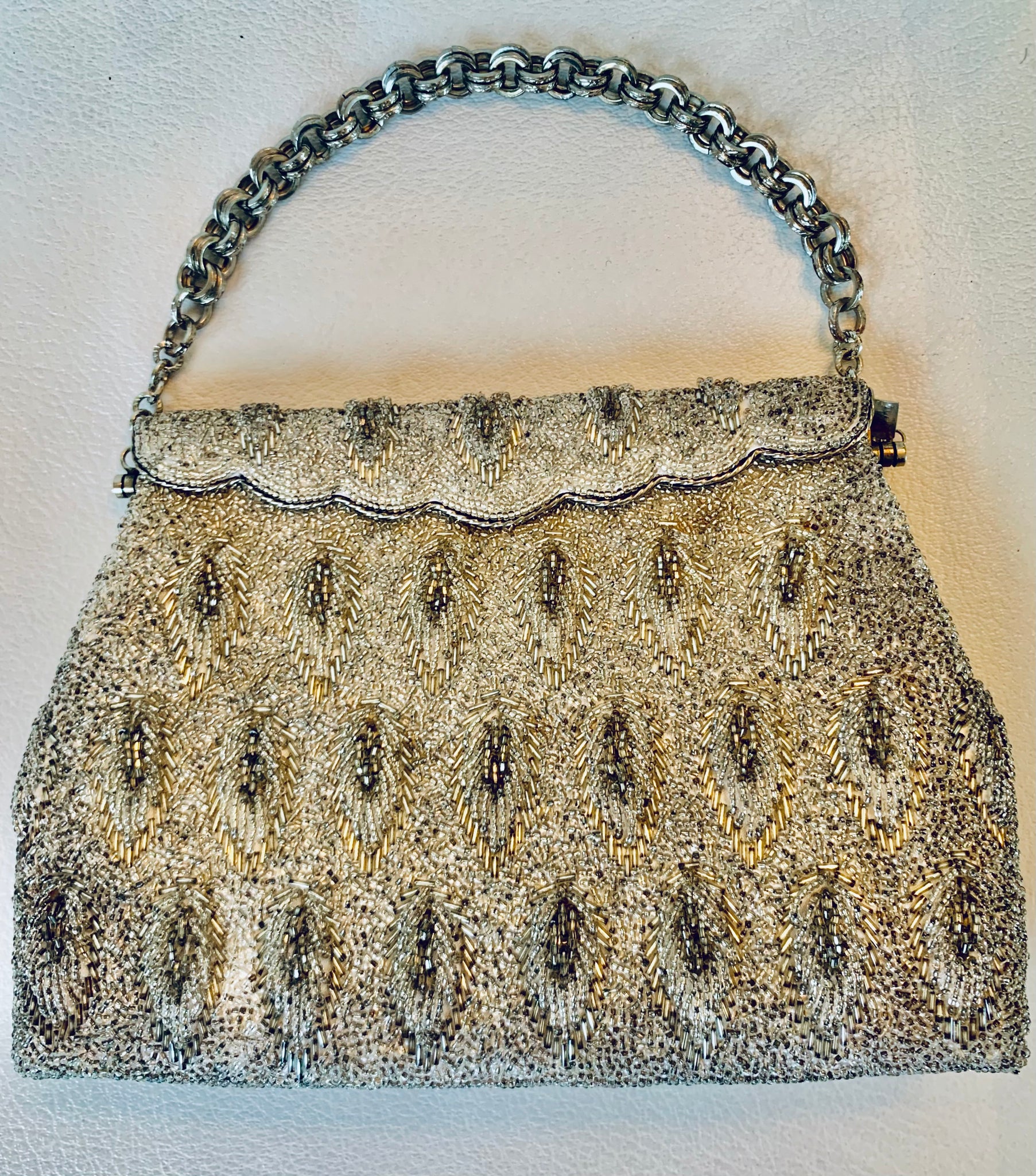 Vintage Silver Beaded Purse