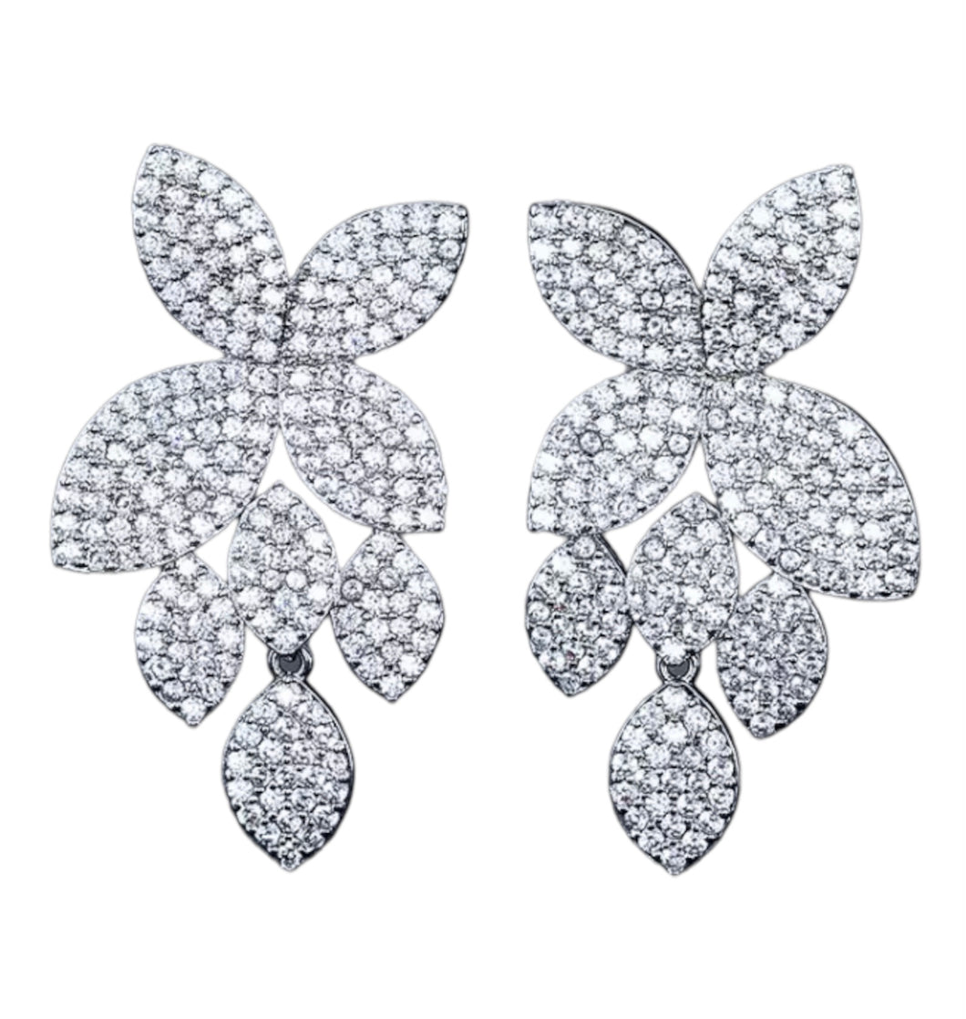 Dangling Silver Leaves Diamontage™ 4.2 Carat Earrings