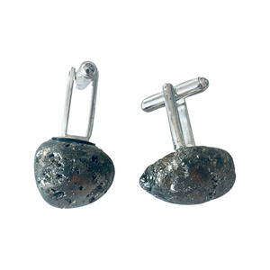 One-Of-A-Kind Raw Cut Hematite Cufflinks
