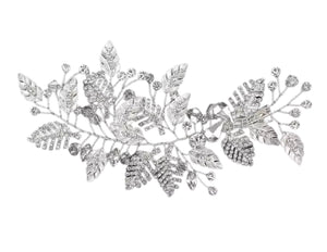 Silver Floral Spray Head Comb