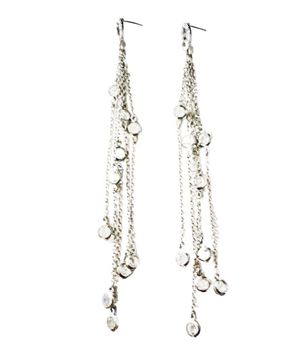 Chanel Large Black and Silver Drop Earrings