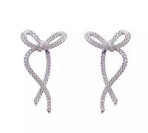 Flowing Bow Czech Crystal Earrings